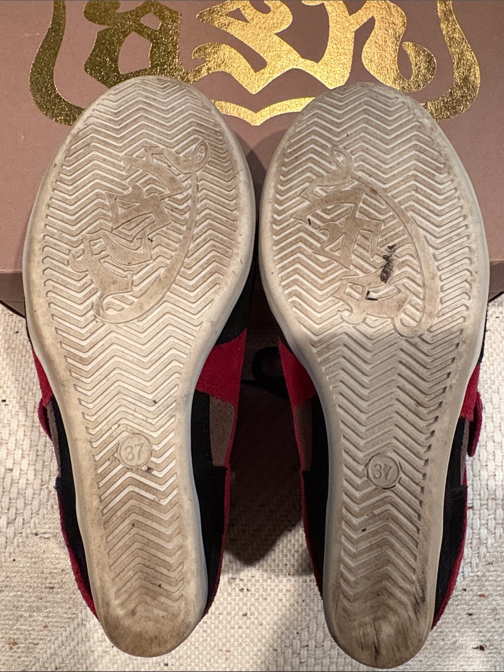 Ash Wedge Sneaker - Red, Black & Brown Suede - Picture 2 of 5